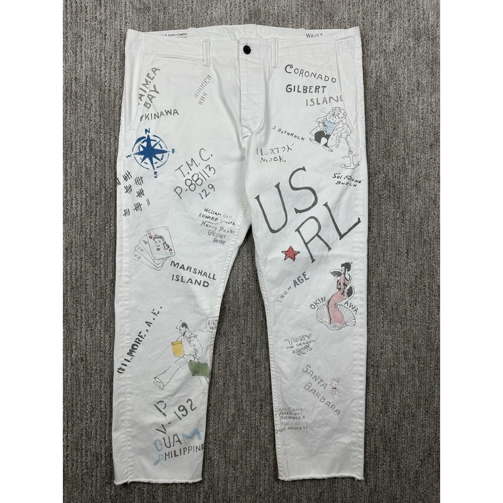 Polo Ralph Lauren GI Chino Limited Run White Doodle Print Military Pants 36x32